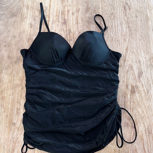 SPANX Swim Spanx Sexy Underwire Pushup Ruched Sides Tankini Swim